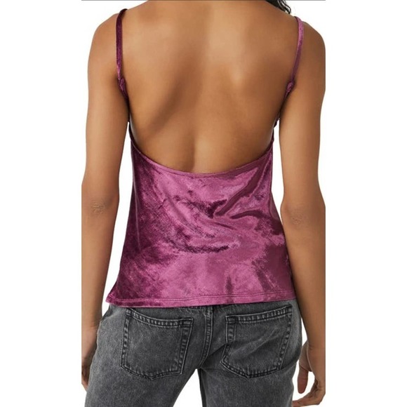 NWT Free People All Night Velvet Camisole in Fig Jam Size XS - Picture 3 of 7